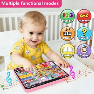 The early education tablet, Learning entertainment tablet, designed for infants and young children features learning tools in three languages, with music and sounds. It is an ideal for language learning for boys and girls, serves as a musical