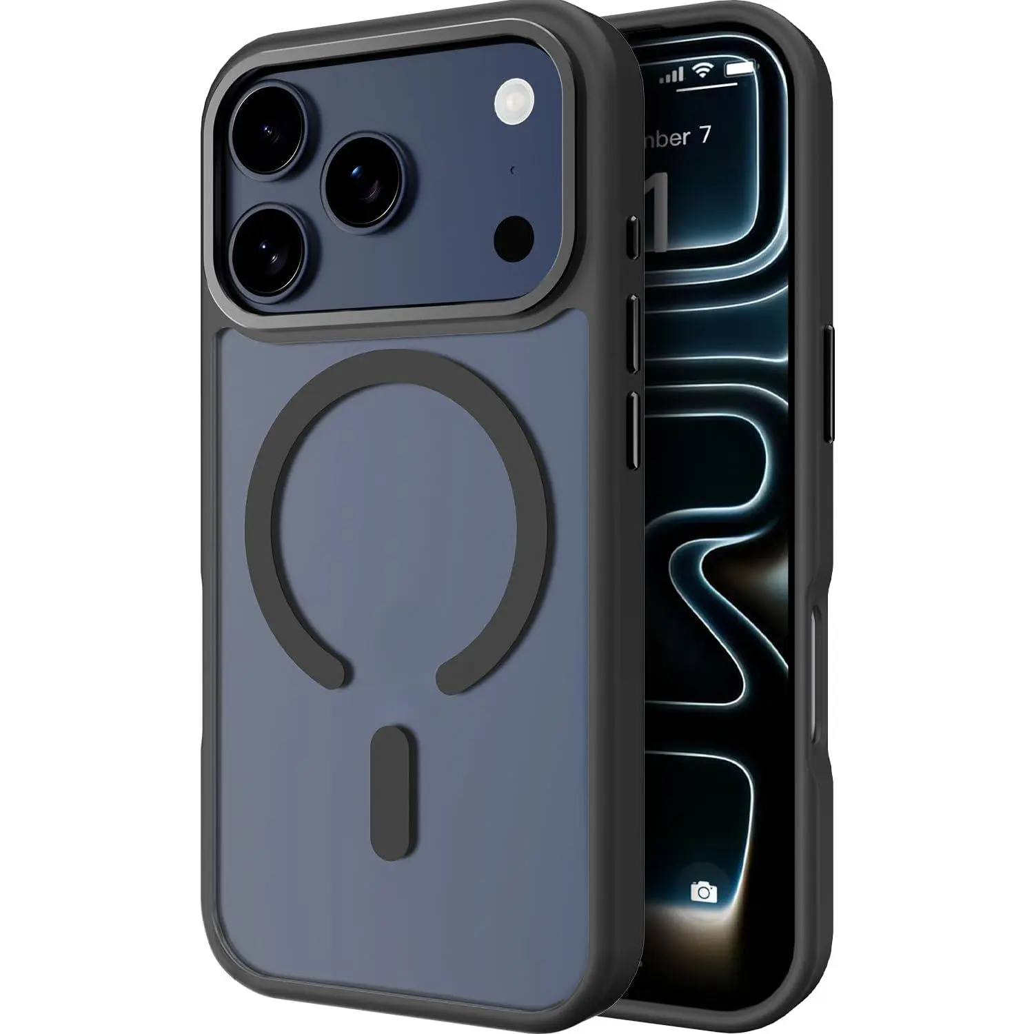 Designed for iPhone 17 16 15 14 13 12 11pro max plus phone Case,  for iPhone 17 Pro Max phone Cases [Compatible with MagSafe][Translucent Matte][Anti-Yellow][Anti-Fingerprint] Shockproof Protective Slim Case for 17 Pro Max(Black)