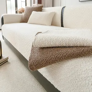 Pure Color Pearl Velvet Sofa Cover, Pet-Friendly Anti-Slip Protector, Home Decor Furniture Protector for Living Room Bedroom Sofa Couch Covers