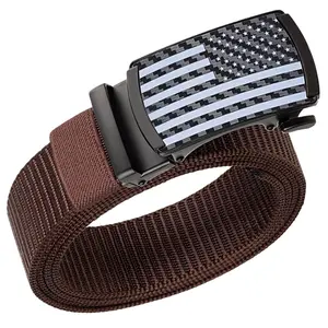 Men's nylon ratchet belt, casual woven buckle belt, suitable for various occasions and pant styles, with a hole-free adjustable design that perfectly contours to your body—ideal for casual wear, business meetings, and outdoor activities.