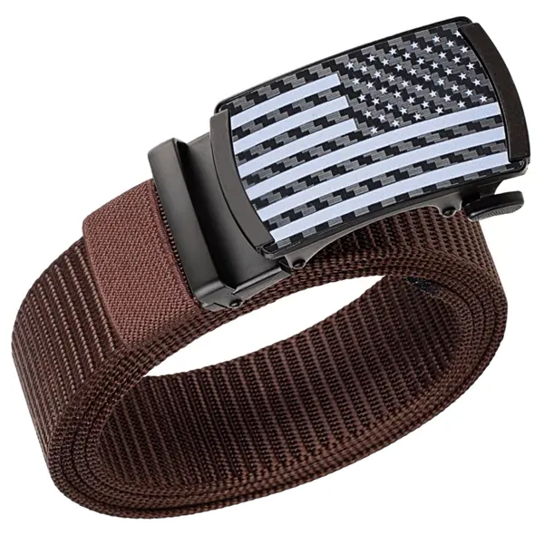 Men's Thick Nylon Wide Heavy-Duty Belt - Automatic Ratchet Buckle, Hole-Free Adjustable Fit for Body Contouring, Casual Wear & Business Meetings, Belts