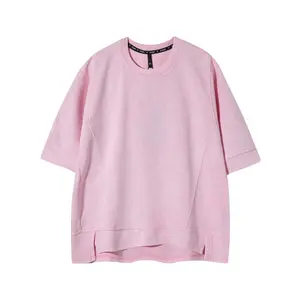 Womenswear Crewneck sweatshirts with Unique Shoulder Cutouts and White Stripes Casual Style