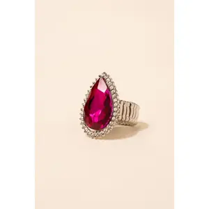 Lila Teardrop Gem with Halo Stretch Ring