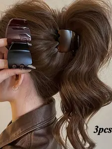 3pcs Minimalist Matte Small Hair Claw Clips, Women's Non-Slip Fixation Hair Claws, Elegant Versatile High Ponytail Hair Clips