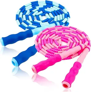 Jump Rope for Kids, Adjustable Jump Ropes for 4 5 6 7 8 10 12, Tangle Free Jumping Rope Age 8-12, Segmented Soft Beaded Skipping Rope for Women Fitness jumprope  counter boxer  rope