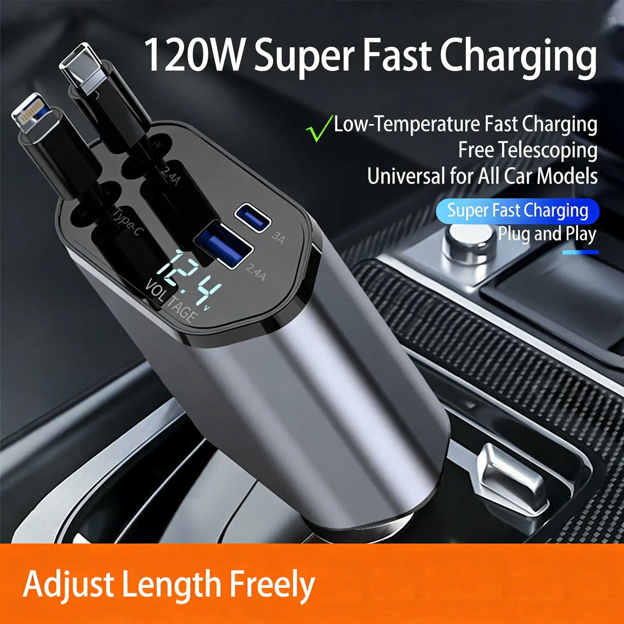 4-in-1 New USB Charger for Car Compatible, Super Fast Charging, Cigarette Lighter Plug Charger