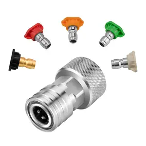 Garden Hose Adapter for Mini High-Pressure Washer, 3/4 Inch Ght to 1/4 Inch Quick Connector, Stainless Steel Leak-Proof, Car Wash, Outdoor Cleaning Accessories