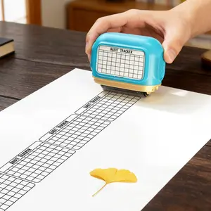 Habit Tracker Stamps, Roll-Style Automatic Ink Out, Daily Planning & Routine Management, Handmade Layout Self-Discipline Stamp