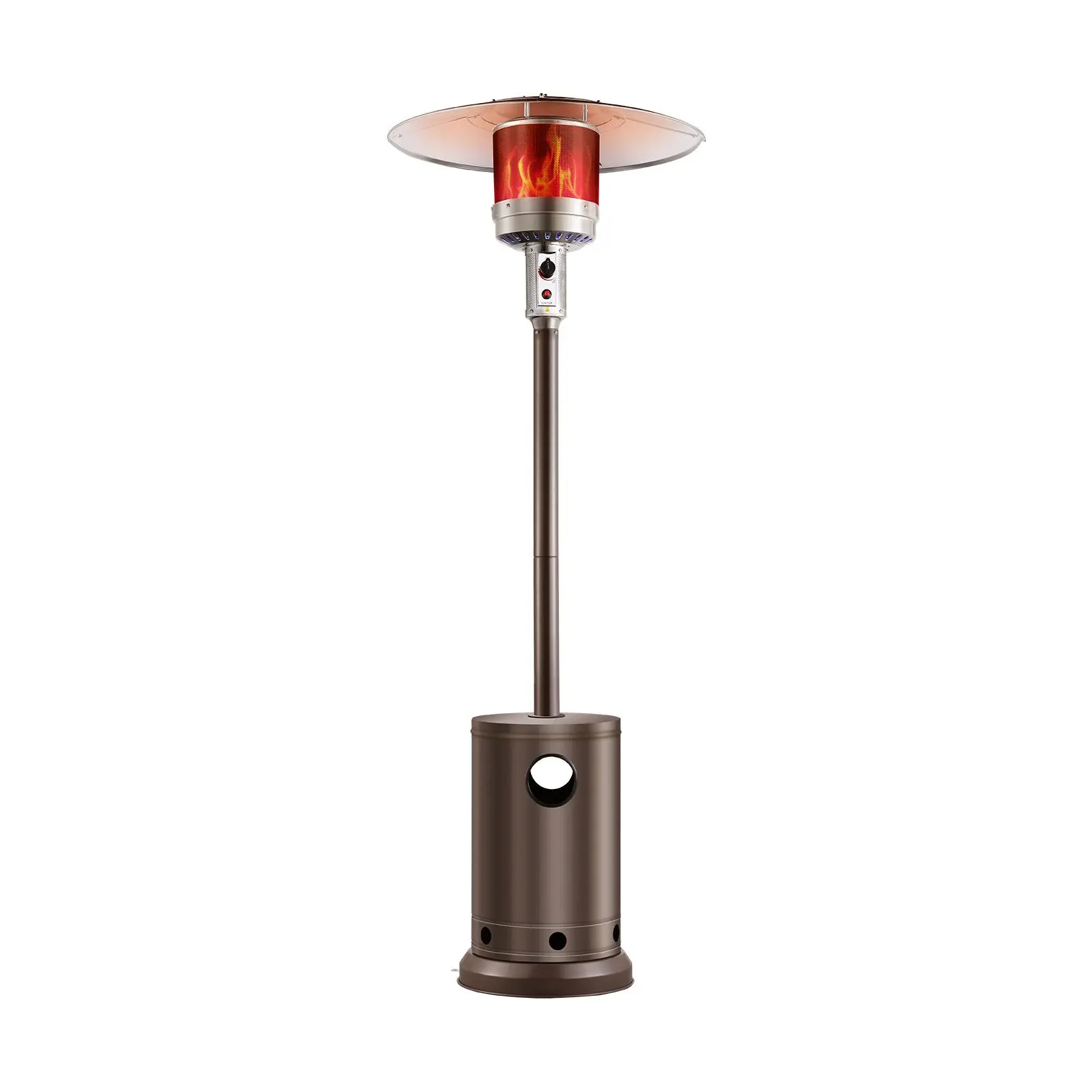 【DealsForYouDays】VEVOR Patio Heater for Outdoor Use, 50000BTU Propane Heater Tall Hammered With Round Table Design, Metal Burner and Wheels, Fixed Outdoor Patio Flame Heater for Patio, Party, Backyard, Garden, Bronze