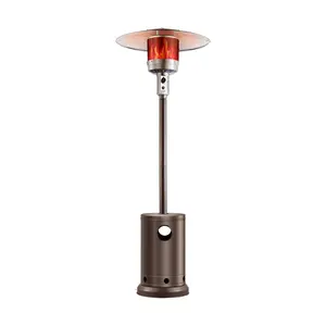 VEVOR Patio Heater for Outdoor Use, 50000BTU Propane Heater Tall Hammered With Round Table Design, Metal Burner and Wheels, Fixed Outdoor Patio Flame Heater for Patio, Party, Backyard, Garden, Bronze