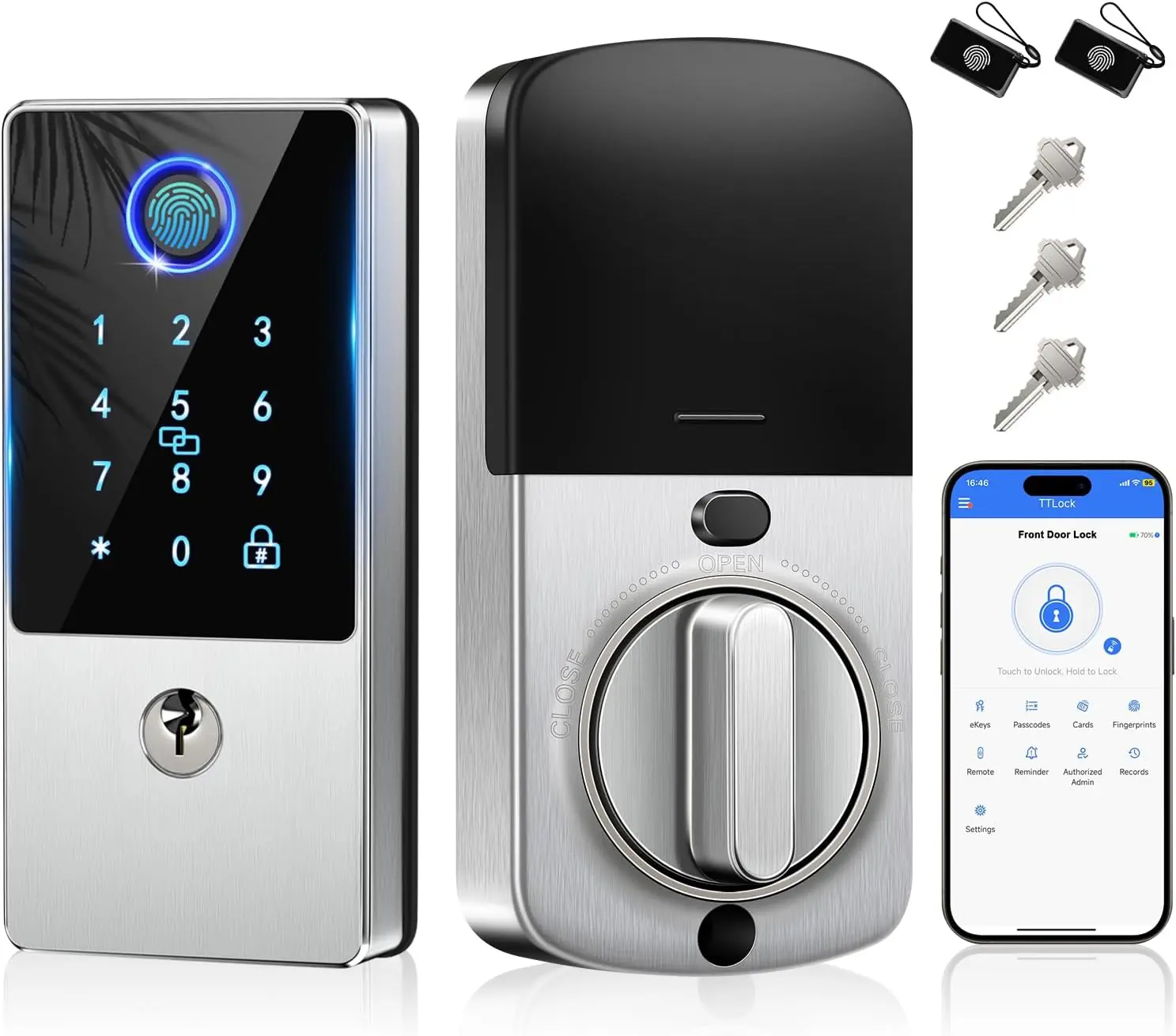 Smart Door Lock with Fingerprint & Keypad – Keyless Entry Deadbolt with App Control, Auto Lock, Easy Installation for Homes, Apartments & Rentals