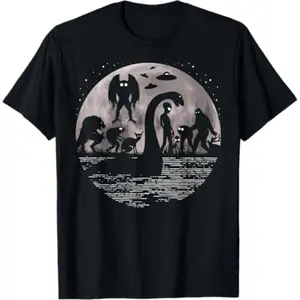 [100% Cotton]  Bigfoot Loch Ness Monster Mothman And Aliens! Funny Cryptid T-Shirt