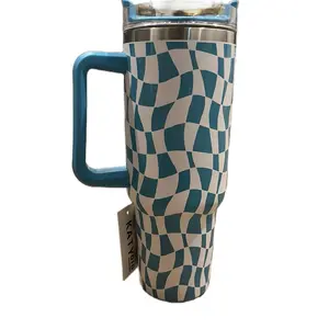 40 oz Blue Tally Tumbler with Handle