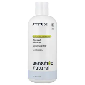 ATTITUDE Sensitive Natural, Shower Gel, Unscented, 16 fl oz (473 ml)