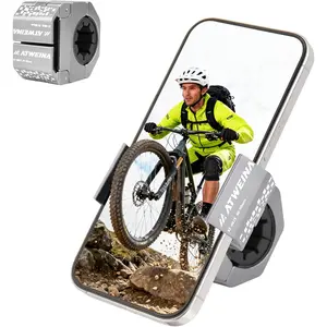 Bike Phone Holder Motorcycle Phone Mount Aluminum Alloy Bicycle Handlebar Cell Phone Stand 360°Rotate Ebike Scooter Phone Clamp Fit for 4.5-7.0" Smartphones Silver