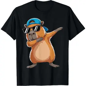 Cute Dabbing Capybara Animal Boys Men Toddler Kids T-Shirt Pure Cotton Graphic Tees Menswear Top: Gifts for Men & Women