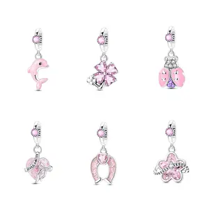 MULA 925 Sterling Silver Plated Pink Dreamy Pendant Set, set with crystal glass and cubic zirconia – a perfect gift for women and girls on birthdays, anniversaries, and Valentine's Day, compatible with Pandora bracelets.