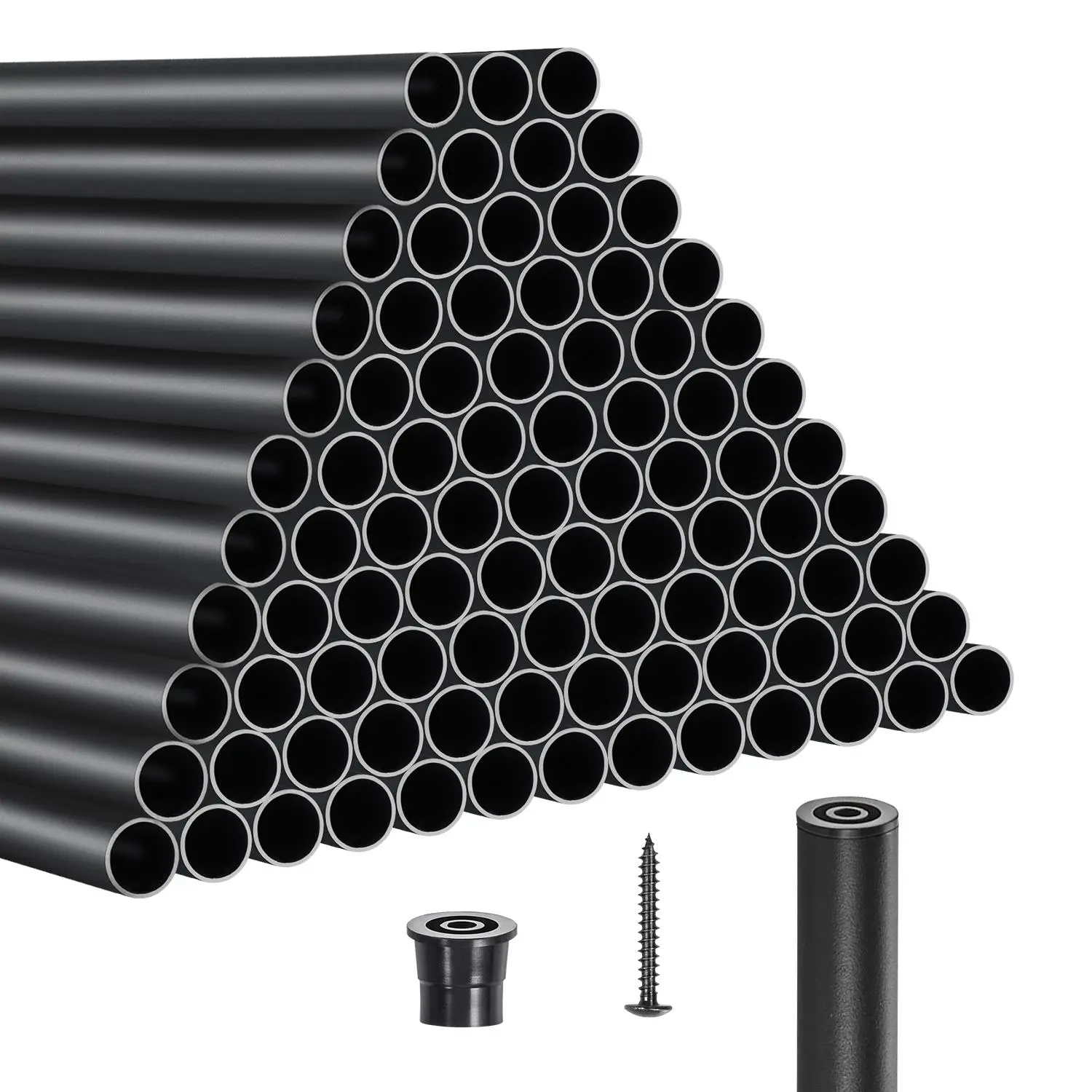 VEVOR 101-Piece Rust-Proof Aluminum Staircase Balusters Set, 32 in 19 mm OD Round Spindles with 1 mm Hardware Components, Screws, Rail Caps, Mounting Kits for Outdoor Residential DIY Home Improvement & Gardening Supplies#BacktoSchool