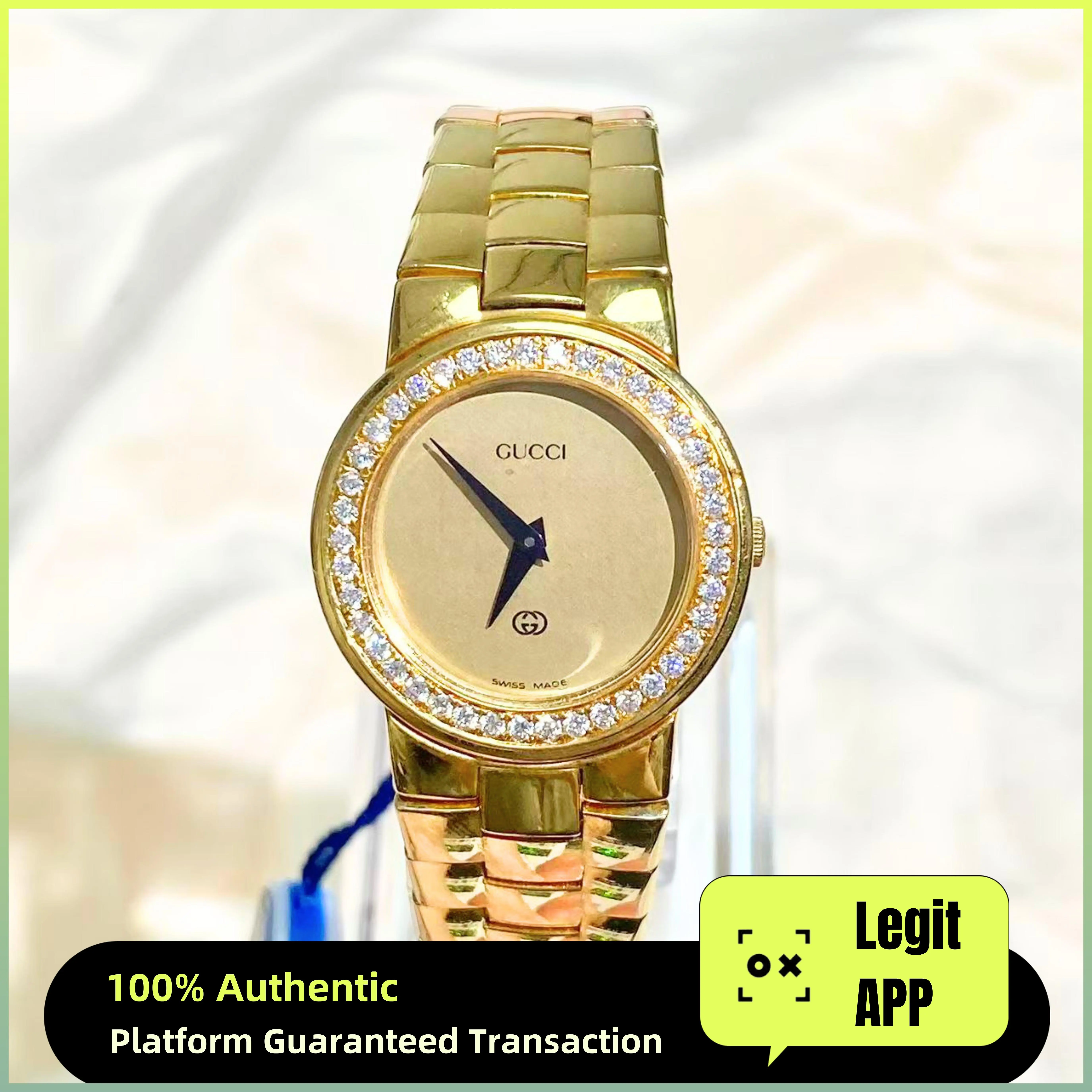 Gucci Vintage 3300L Series Style 25mm Gold-Tone - Custom Diamond Bezel 11908132