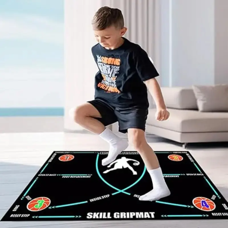 Basketball Training Mat Footwork & Dribbling Training Pad Anti-Slip Noise Reduction Improve Ball Handling Agility Speed Durable Indoor Basketball Practice Equipment for Kids Adults Home Gym