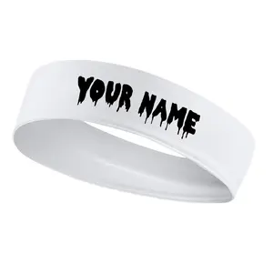 Custom Personalized Customized Name, Text Number Drip Tie Headband Sports Soccer Football Basketball Baseball Volleyball Tennis Running Weightlifting Accessories Boys Girls Men Women Bandana Head Tie White Black Red Blue Green Orange Yellow Pink Grey Gift