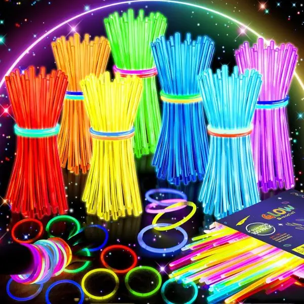 100PCS 8" Glow Sticks Party Favors - Glow-in-the-Dark Bracelets & Necklaces, Neon Festive Supplies, Kids' Gifts for Halloween & Birthdays, Magical