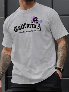 Men's Summer Micro-Stretch Comfort Round Neck Printed T-Shirt, Fashionable Trendy Wear, Best Choice for Men, Casual Stylish Tee