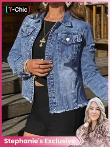 【Stephanie's Exclusive】Women's Fitted Long Sleeve Button Front Collared Jacket, Coats, Casual Fashionable Outerwear, Casual Basic Plain Design, All-Season Fashion Essential, Perfect for Daily Wear