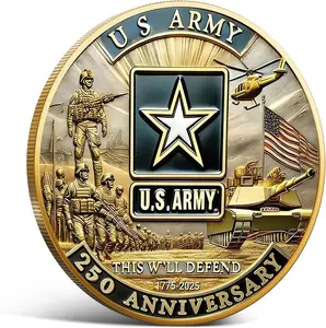 250th Anniversary U.S. Army Commemorative Coin – Double-Sided High Relief Design – 1775-2025 Military Collector Coin – Veteran Gift – Patriotic Metal Challenge Coin (Army)