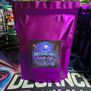 DeckNChill Walk-Off Baseball Repacks Guarantees at least 3 Memorabilia, Autos, or Numbered Cards. 3 Guaranteed HITS!! 20 Cards Per Pack. Floor 20$ Ceiling 100$