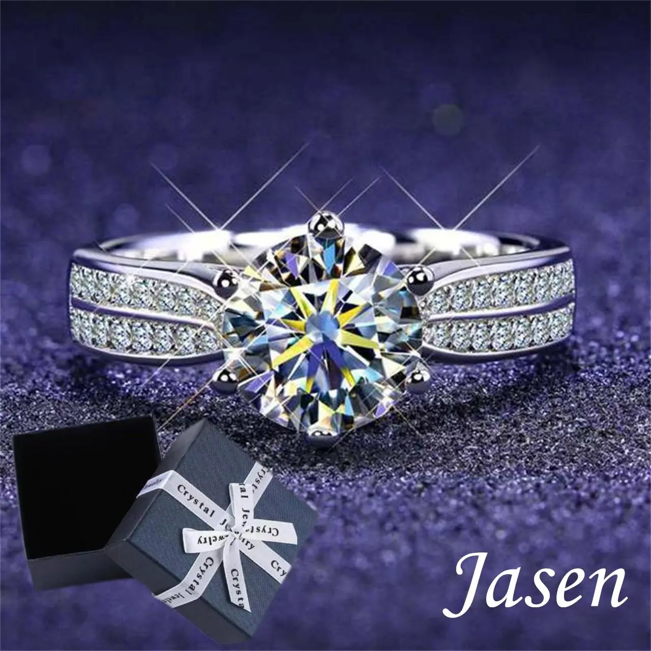 【Spring Festival Valentine's Day Gift】Open ring women 2 Carat Women's Luxurious Starlight Double Row Six-Claw Wedding Ring, Adjustable Ring, Exquisite Boxed Cubic Zirconia Rings Marquise Cut Ring Mother's Day gift