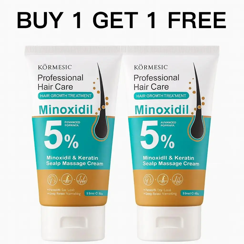 [BUY 1 GET 1 FREE]KÖRMESIC 5% Minoxidil Hair Growth Scalp Massage Cream with Keratin & Ginger for Men Women Prevents Loss Repairs Follicles Promotes Fast Regrowth Strengthens Roots Buy 1 Get 1 Free Haircare