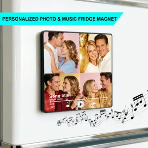 Personalized Bluetooth Speaker Fridge Magnet with Custom Photo and Music, magnetic refrigerator magnet music box8MB Built-in Music Storage, Wireless Magnetic Audio Player for Kitchen, Desktop,  Decor, Unique Gift for Family, Friends and Couples
