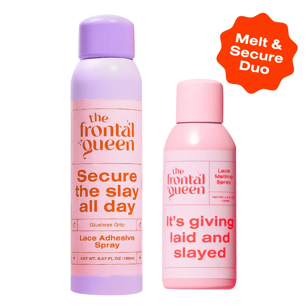 The Frontal Queen Melt & Secure Duo – No White Cast Lace Melting Spray + Strong Hold Lace Adhesive Spray for Sweatproof, Long-Lasting Wig Installs | Humidity-Resistant, Flawless Hairline Melt System for Frontals, Closures, and Glueless Wigs tiktokshopspri