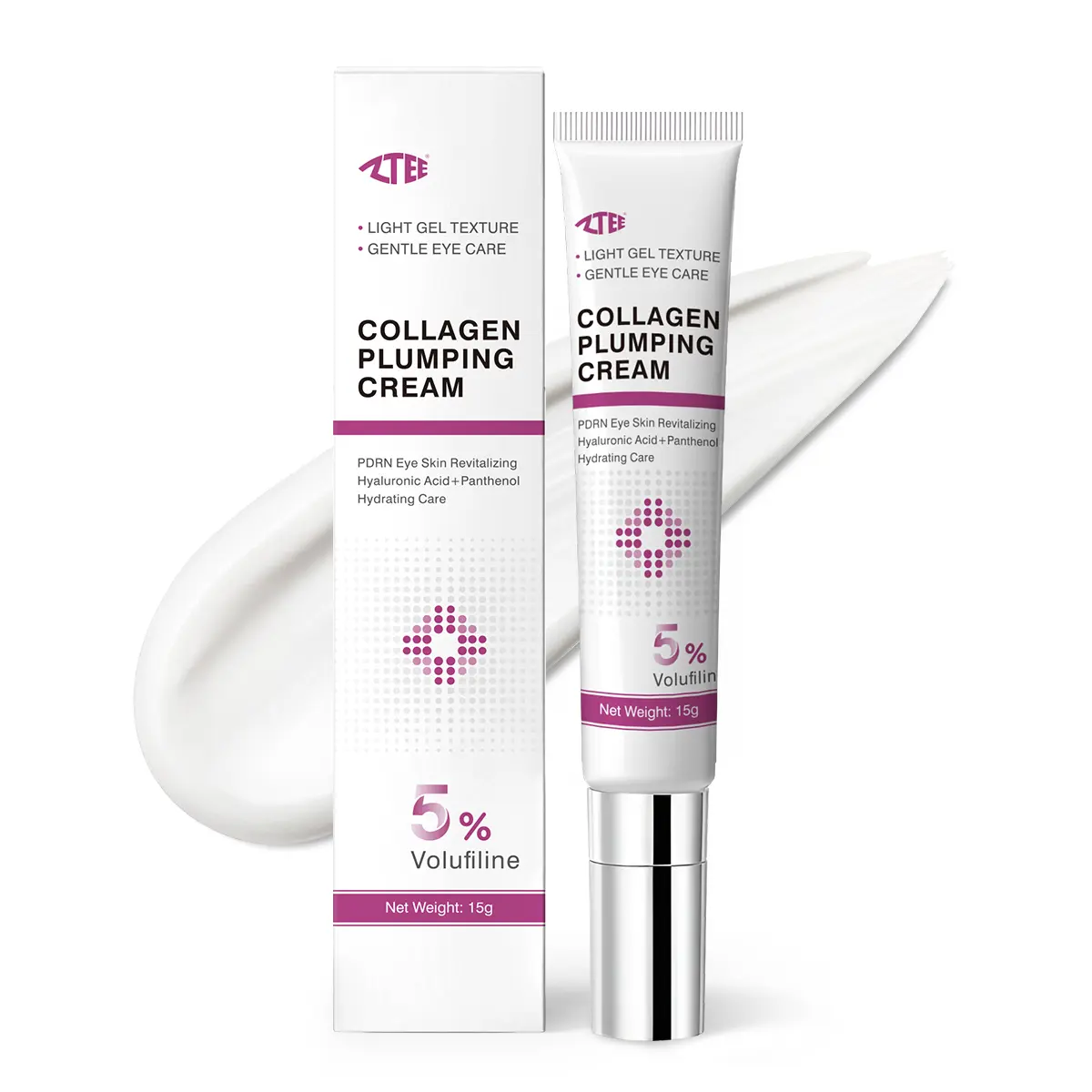 [ZTEE] 5% Volufiline PDRN Collagen Moisturizing Cream | Built-in Mini Massage Dispenser Tip | Anti-Aging Peptides Korean Skincare Face Massage Care Cream | Targets Eye Wrinkles, Neck & Smile Lines, Dryness | Daily Firming De-Puffing Routine For Aging Skin