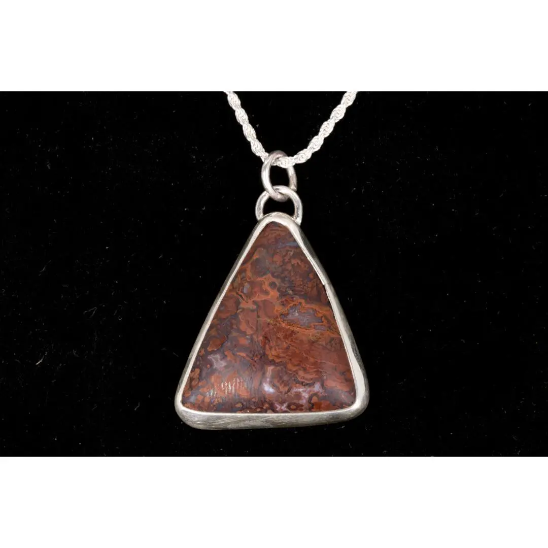 Rooster Tail Agate Pendant Set In Sterling Silver