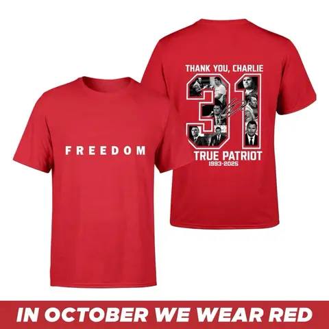 FREEDOM Tee - In October We Wear Red, Charlie Kirk's Birthday - 14th Oct shirt
