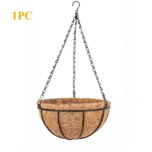 Flower basket, natural breathable plant stand with iron chain, durable hanging basket, suitable for home indoor balcony, 1 piece, Hanging Planters