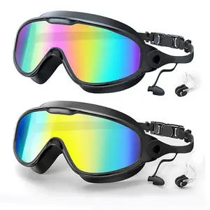 Best-Selling Large-Frame Adult Swim Goggles HD Clarity Anti-Fog Integrated Earplugs Panoramic View Swimming & Diving Eyewear uv kit anti-uv rantizon glass