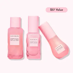 Glow Recipe Real Glass Skin Kit, Watermelon Glow PHA + BHA Pore-Tight Toner, Niacinamide Dew Drops, Pink Juice Oil-Free Moisturizer, Brightening, Hydrating Skincare Bundle