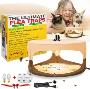 2026 New Model 2-Pack Indoor Flea Traps — Illuminated Flea Light Traps (Includes Sticky Boards & Replacement Bulbs); Natural, Non-Toxic Flea & Insect Pest Control Traps Suitable for Kitchens, Living Rooms, Balconies, and Bedrooms
