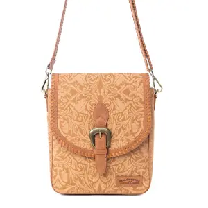 Women's Yellowstone Rodeo Riverbend Weaved Buckle Leather Shoulder Bag, Adjustable Strap Crossbody Bag