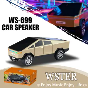 WSTER WS-699 Portable Pickup Truck Model Bluetooth Speaker with Solar Charging HD Sound TWS Pairing FM Radio Built-in Microphone for Hands-Free Calling LED Party Light Surprise Gift for Car Lovers Cybertruck TikTokShopBlackFriday