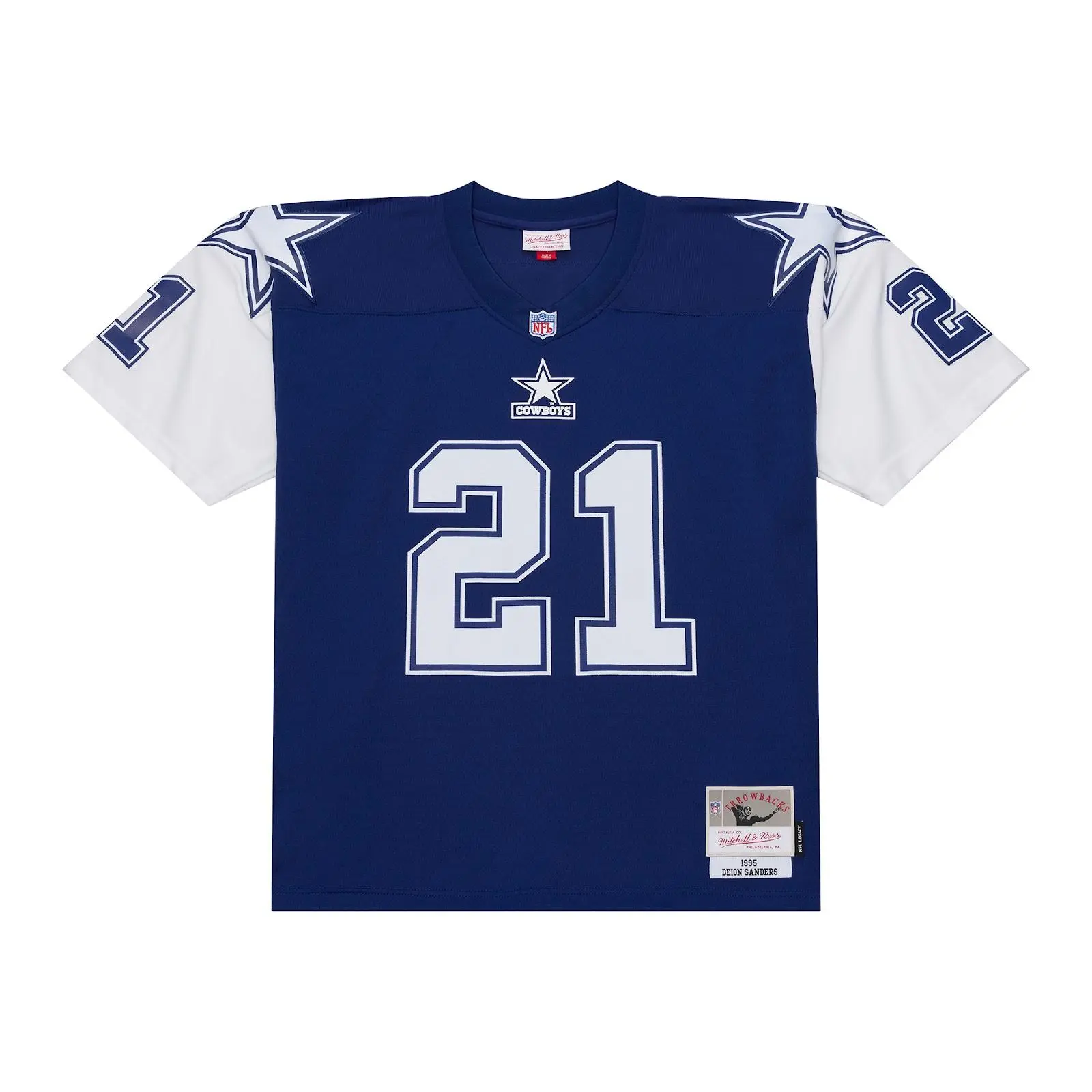 Deion Sanders Dallas Cowboys 1995 Navy Legacy Jersey NFL Throwback Mitchell & Ness Deion Sanders Dallas Cowboys 1995 Navy Legacy Jersey NFL Throwback Mitchell & Ness