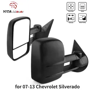 YITAMOTOR Pair Power Heated Tow Mirrors for 2007-2013 Silverado Sierra 1500 2500HD 3500HD Telescopic Manual Folding