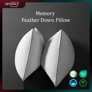 APSMILE Memory Goose Feather Down Pillow Set of 2 with Organic Cotton Cover Super Fluffy Cozy Hotel Collection for Side Back and Stomach Sleepers mothersdaygift