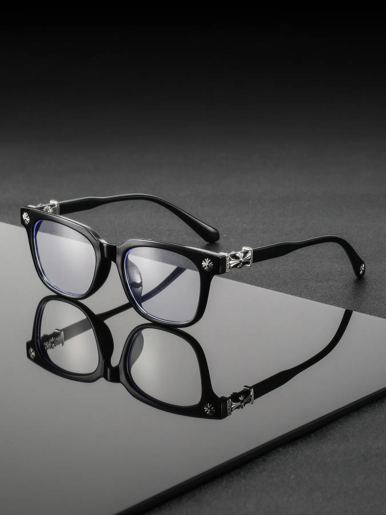 Men's Plastic Square Round Full Frame Fashion Glasses, Retro Hong Kong Style, Casual Wear, Decorative Eyewear, Classic Elegant Design