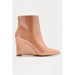 Ricki Faux Patent Wedge Booties - Natural H