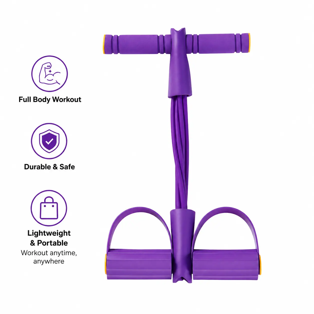 6-Tube Pedal Resistance Band Set, Elastic Sit-Up Pull Rope with Foot Pedals for Home Gym, Yoga, Core Training, Stretching and Full-Body Workouts, Portable Fitness Equipment for Home and Travel exercise