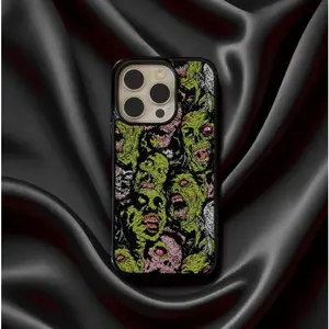 Zombie Horror Funny Green Phone Case, Grunge Undead Art Phone Cover,For iPhone 17/16/15/14/13/12/11/Pro/ProMax/Plus/17Air/Xsmax Dual Layer Shockproof Phone Case,Creative Design, Gift for And Christmas Halloween